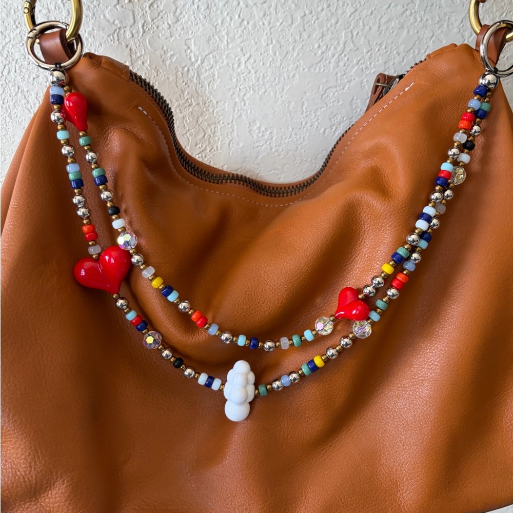 Anthropologie Hearts & Cloud Beaded Bag Chain Charm - Picture 2 of 6